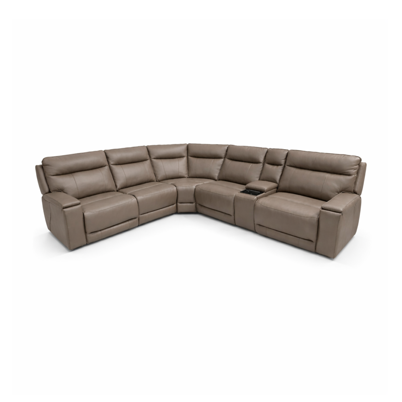 Maceo Genuine Leather Modular Recliner Sectional - Charcoal