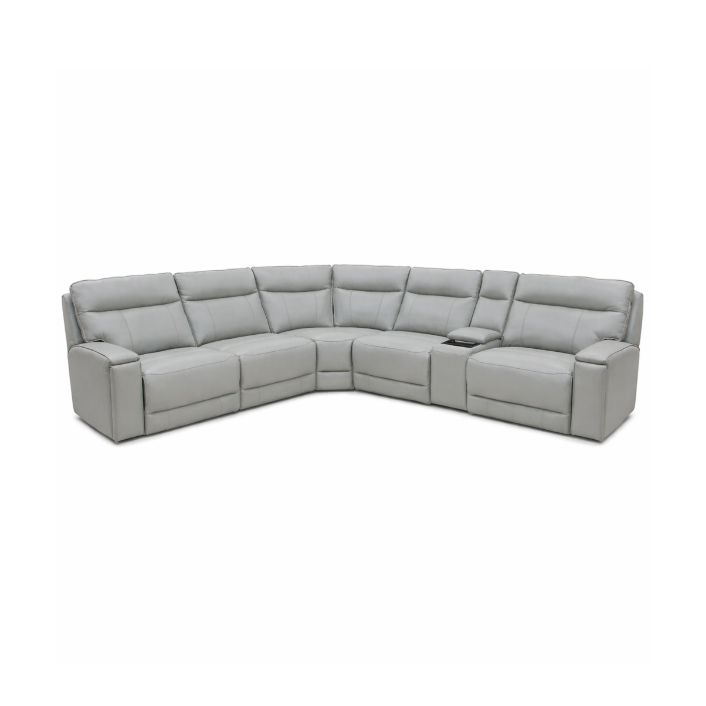 Maceo Genuine Leather Modular Recliner Sectional - Grey