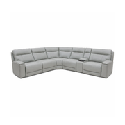 Maceo Genuine Leather Modular Recliner Sectional - Grey