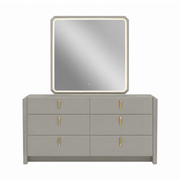 Magnus Glossy Finish Bedroom Dresser - Cool Grey