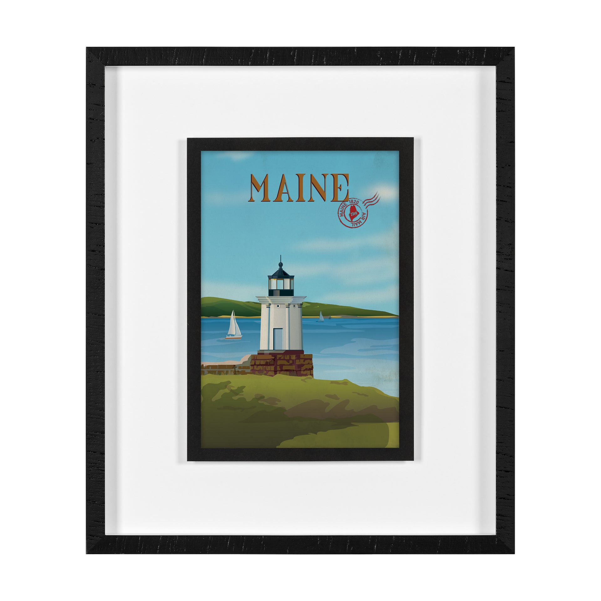 Maine GO (M) Framed Artwork Matted under Glass