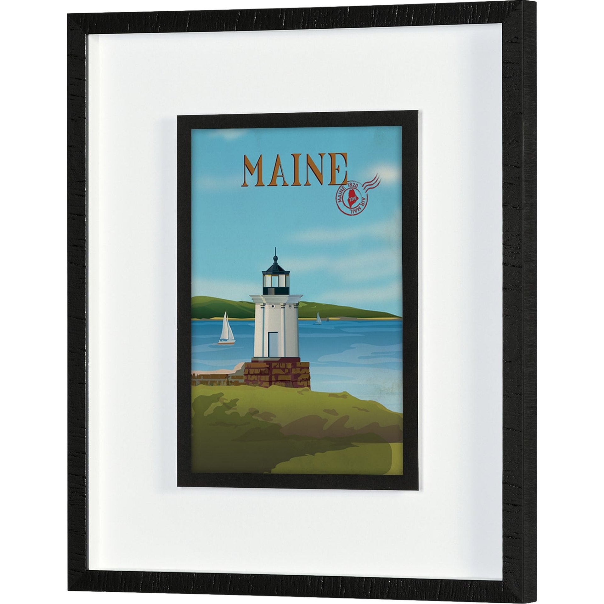 Maine GO (M) Framed Artwork Matted under Glass