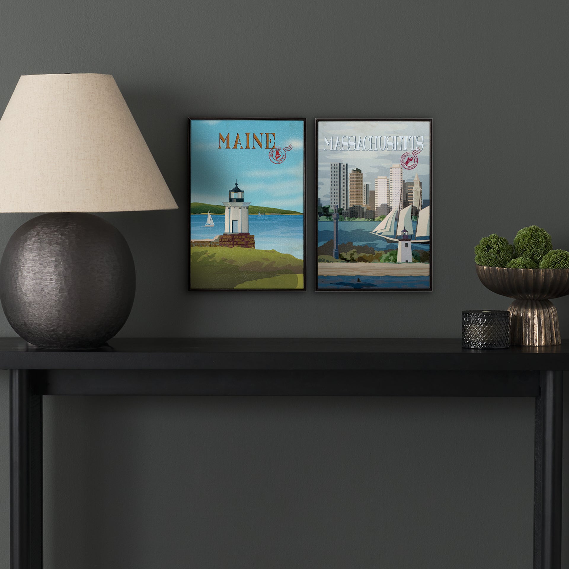 Maine GO (SM) Textured Framed Artwork Matted