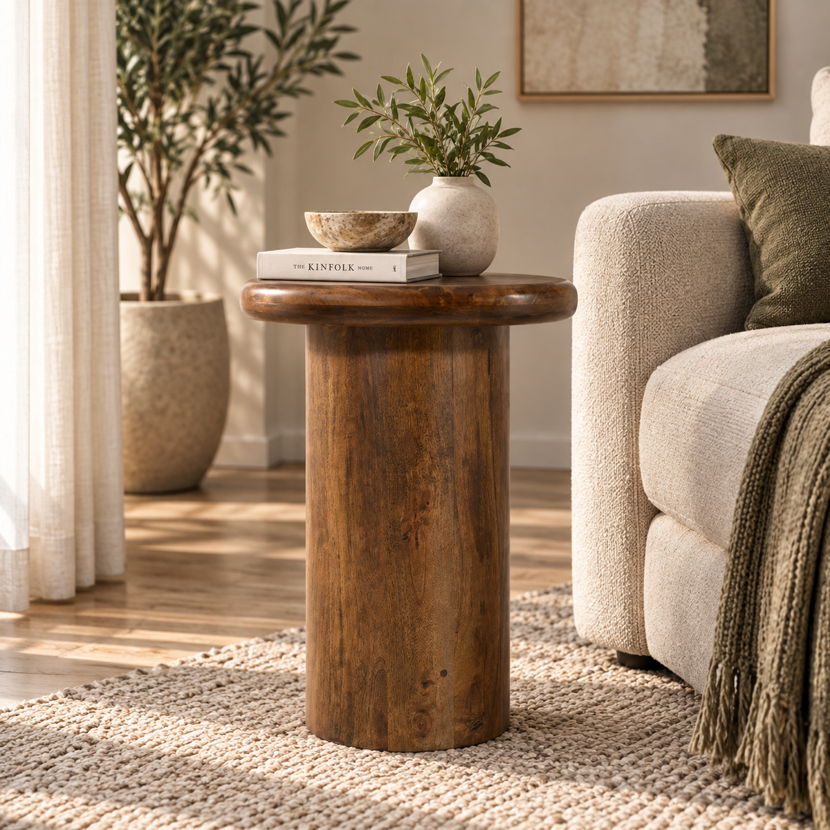 Mandara Solid Mango Wood Chairside Table