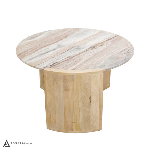 Matisse Marble Top Wooden Base Coffee Table - Natural