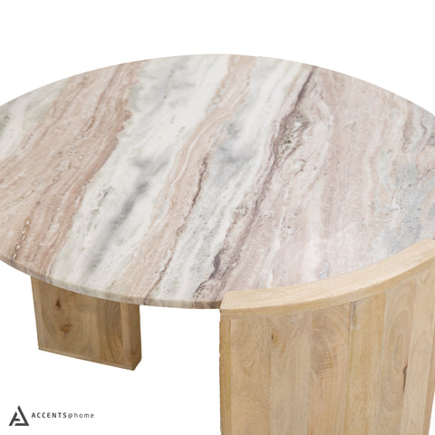 Matisse Marble Top Wooden Base Coffee Table - Natural