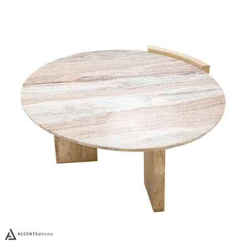 Matisse Marble Top Wooden Base Coffee Table - Natural