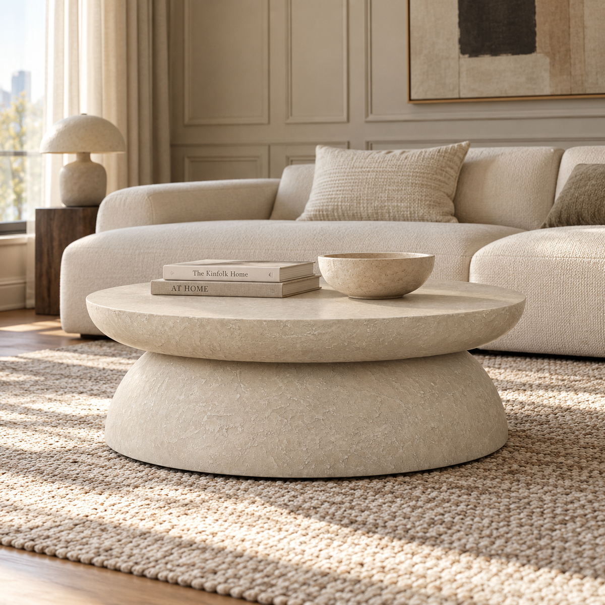 Mesa 48" Round Stone Finish Coffee Table