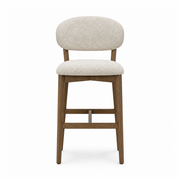 Milena Counter Stool - Beige Upholstery with Dirty Oak Wood Frame