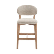 Milena Counter Stool - Beige Upholstery with Natural Oak Wood Frame