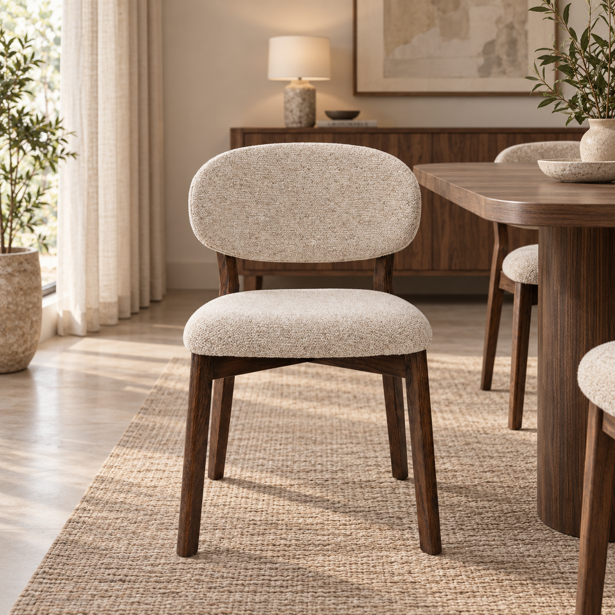 Milena Dining Chair – Upholstered Seat with Oak Wood Frame