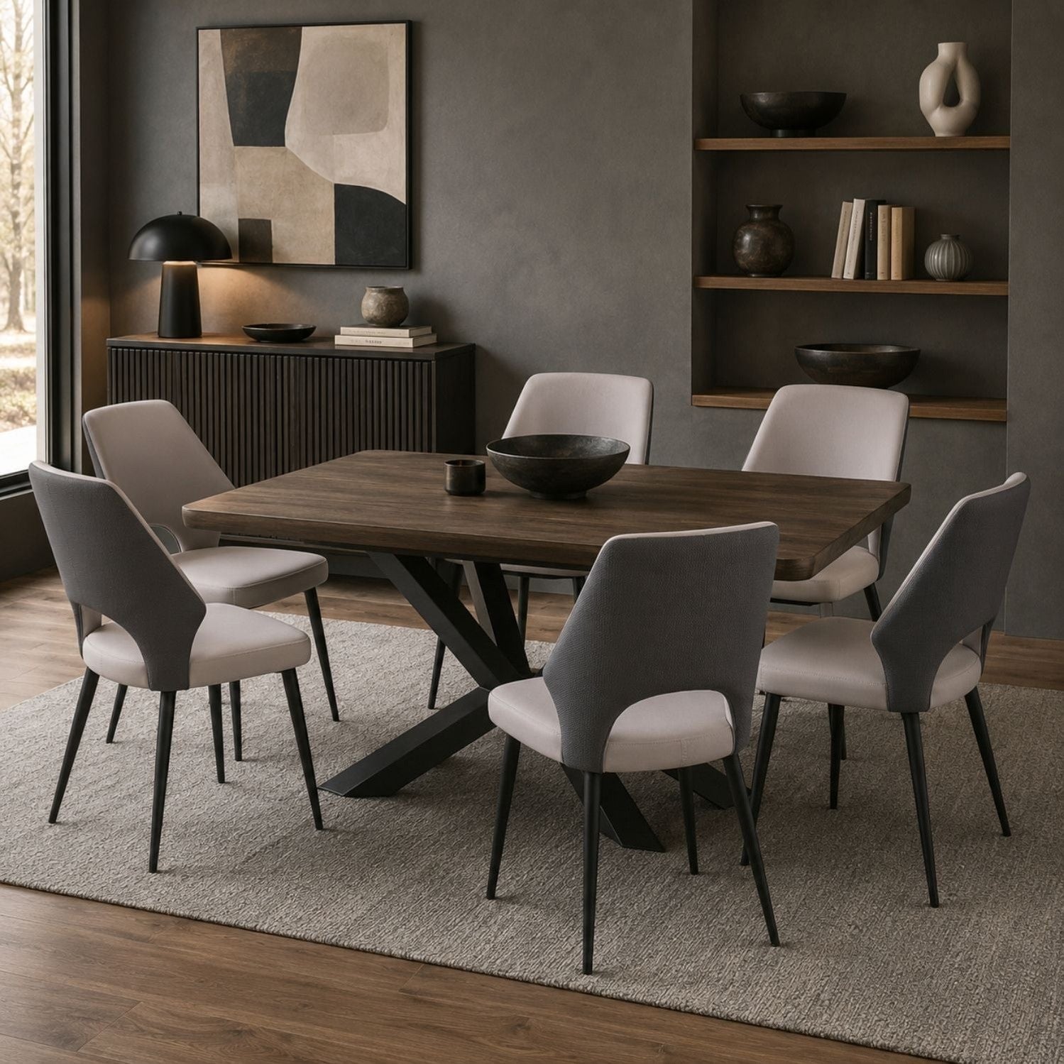 Minas Faux Leather Two-Tone Dining Chair