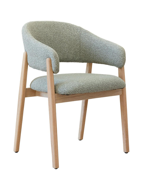 Brina Dining Chair – Mint Green Upholstery & Natural Wood Frame