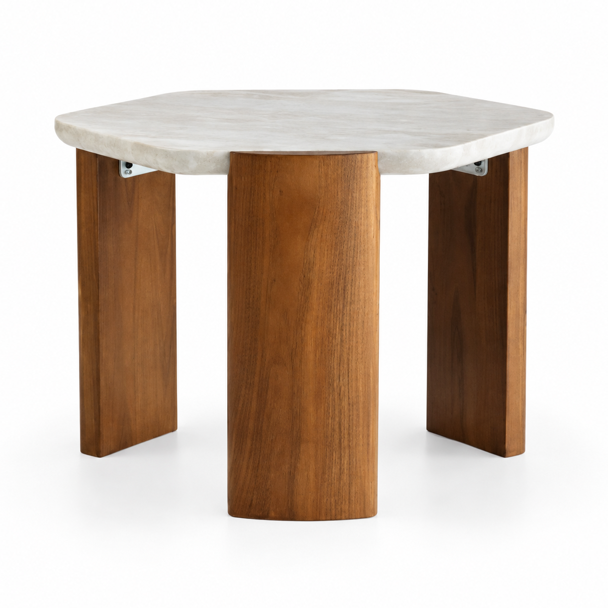 Mirova Sculptured Travertine & Oak Side Table