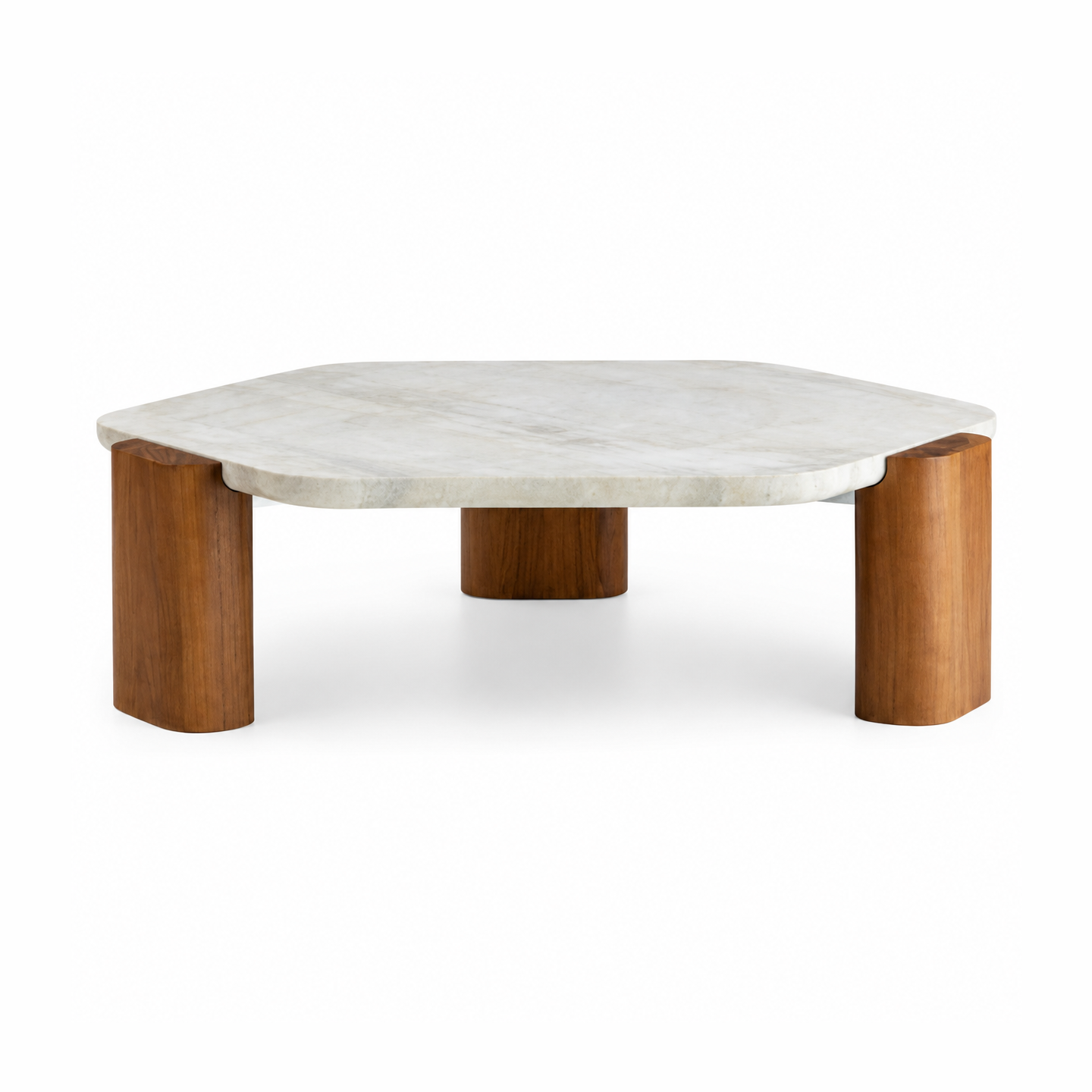 Mirova Sculptured Travertine & Oak Coffee Table