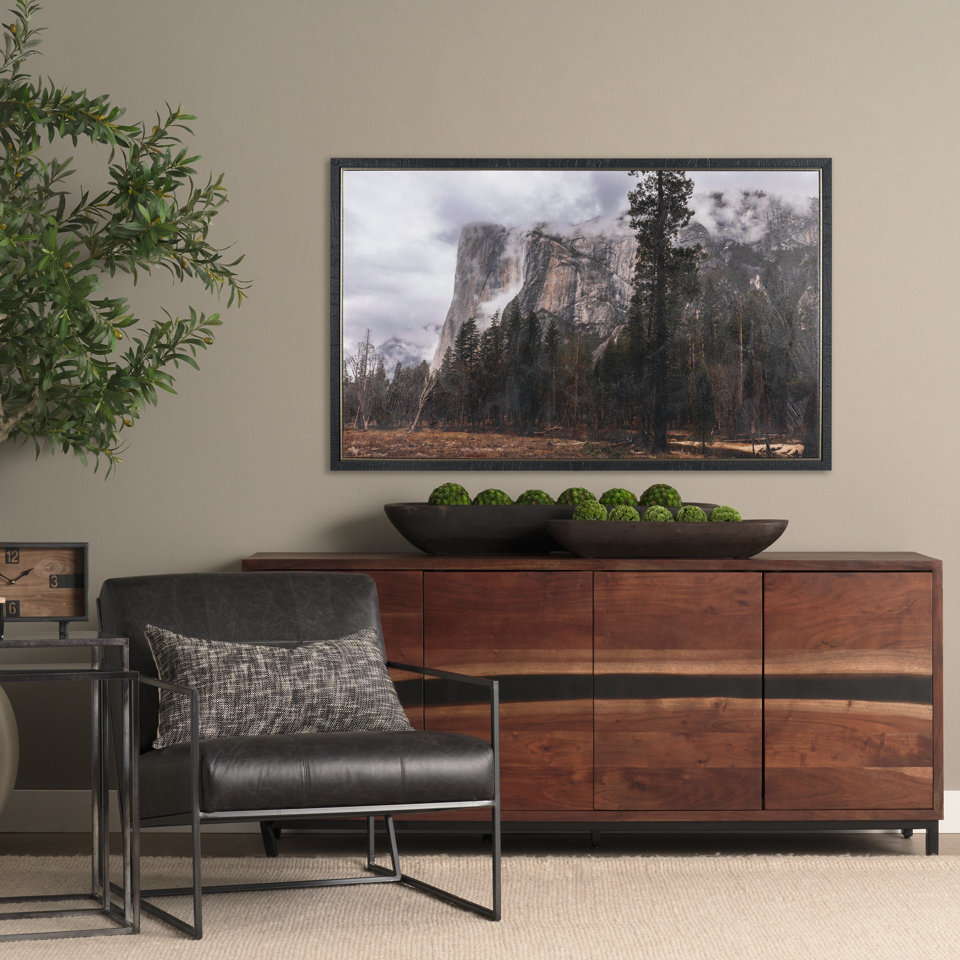 Misty Mountain Hand-Embellished Textured Framed Art Print