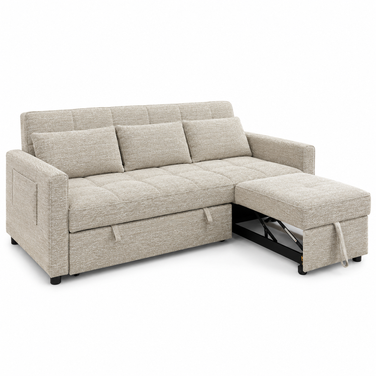 Skylar Pull-Out Sleeper Sectional – Pearl Beige