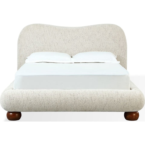 Afra Upholstered Platform Bed – Soft Chenille Fabric in Modern Rounded Design