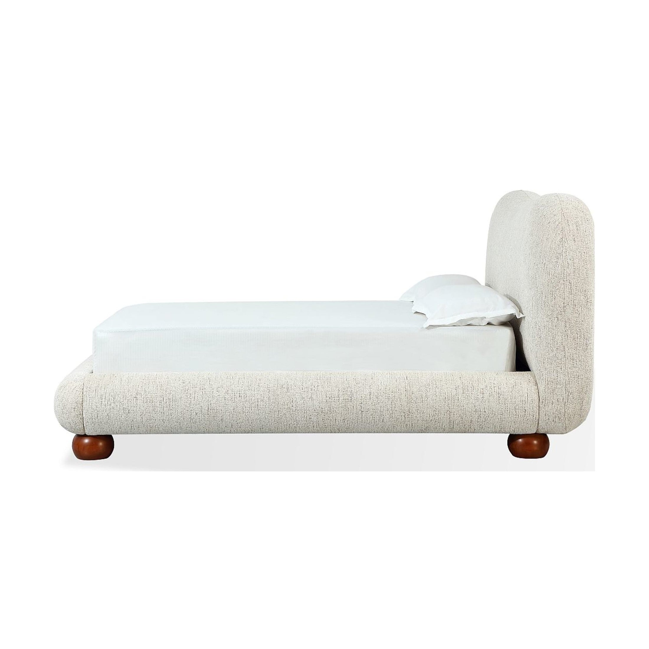 Afra Upholstered Platform Bed – Soft Chenille Fabric in Modern Rounded Design
