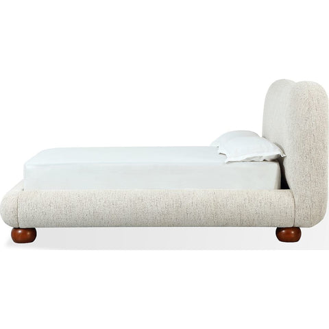 Afra Upholstered Platform Bed – Soft Chenille Fabric in Modern Rounded Design