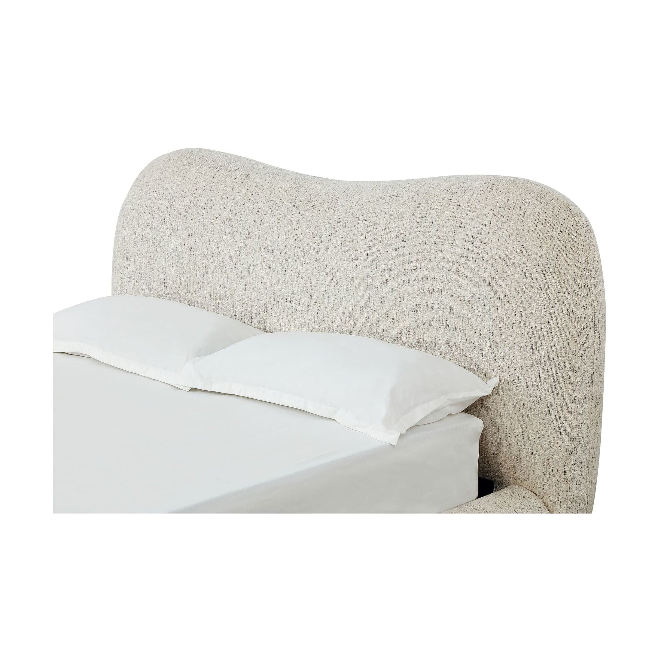 Afra Upholstered Platform Bed – Soft Chenille Fabric in Modern Rounded Design