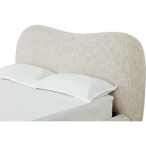 Afra Upholstered Platform Bed – Soft Chenille Fabric in Modern Rounded Design