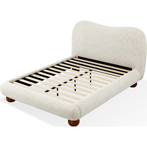Afra Upholstered Platform Bed – Soft Chenille Fabric in Modern Rounded Design