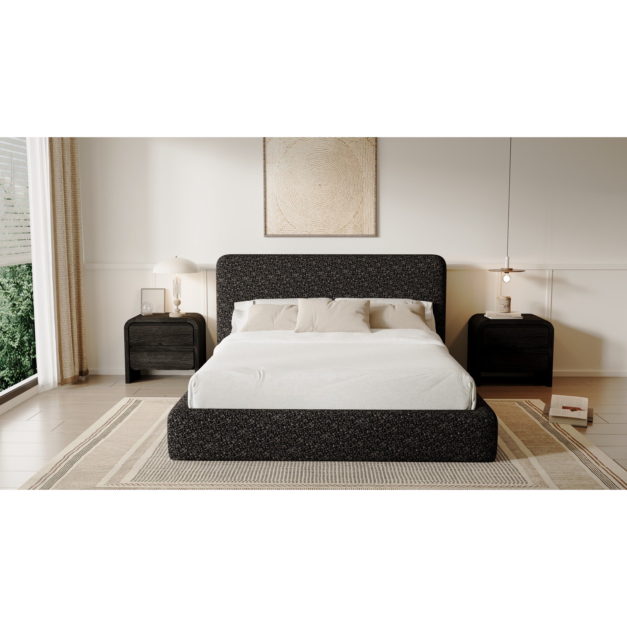 Elora Upholstered Platform Bed – Soft Chenille Fabric