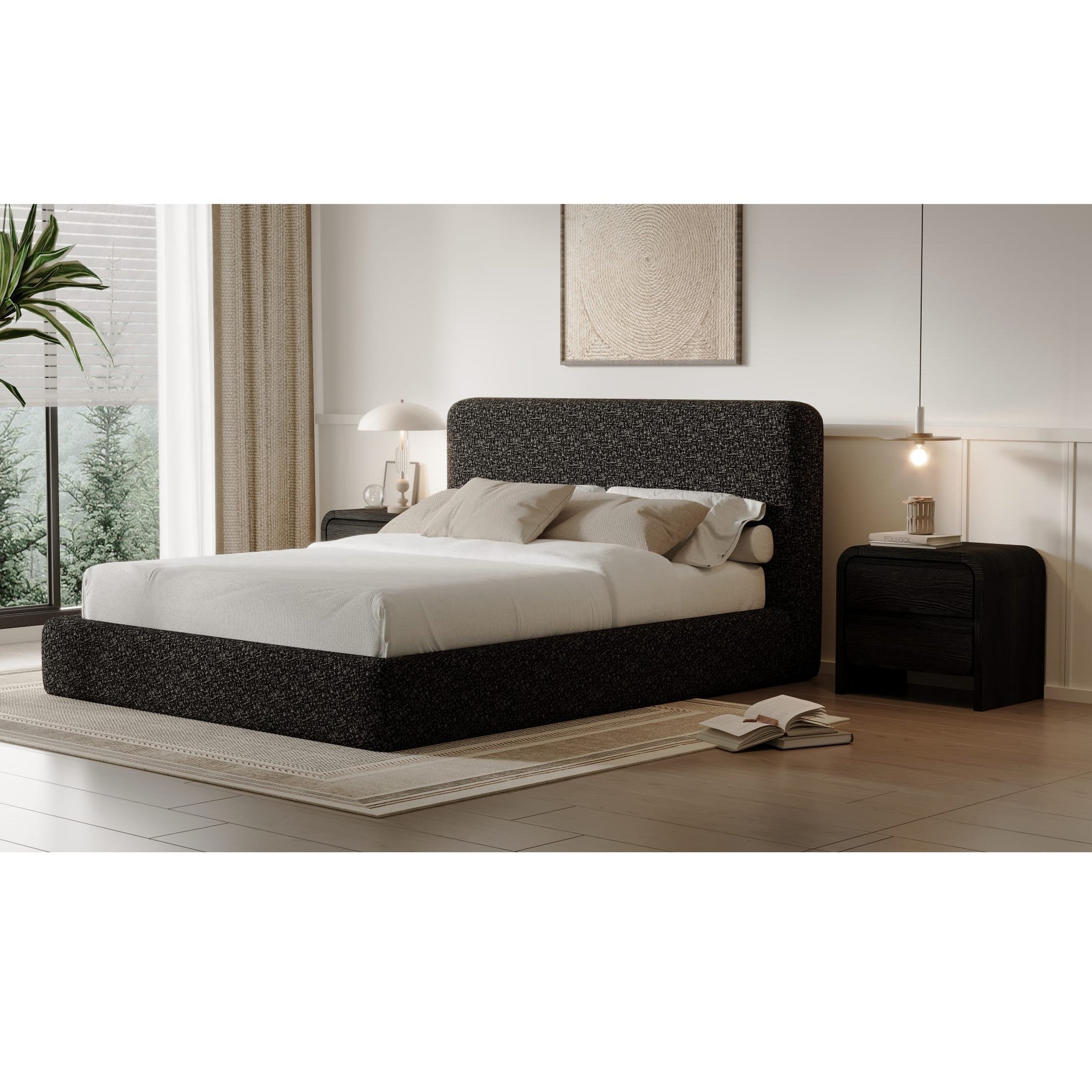Elora Upholstered Platform Bed – Soft Chenille Fabric