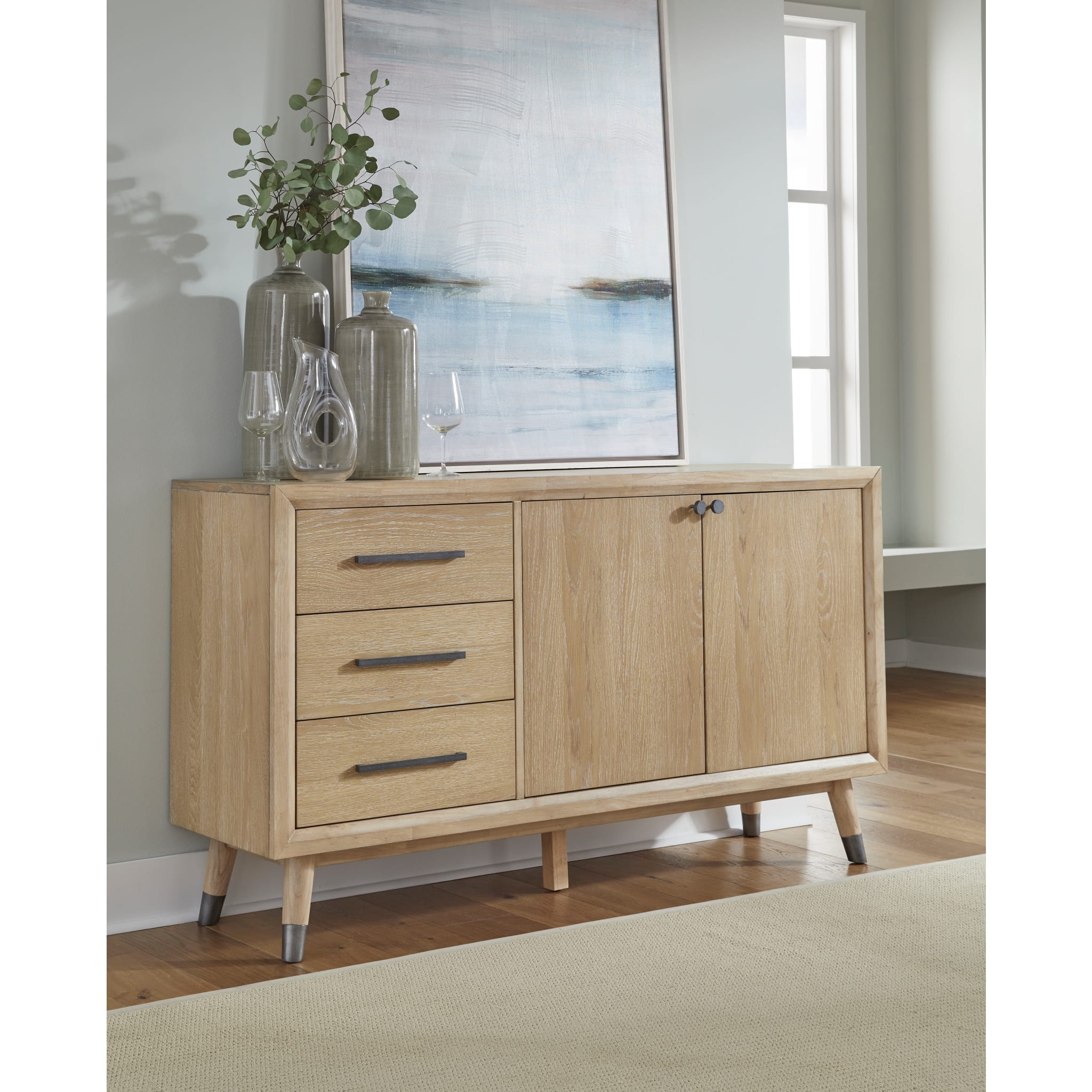 Franklin Three-Drawer Two-Door White Oak Sideboard – Au Natural Finish