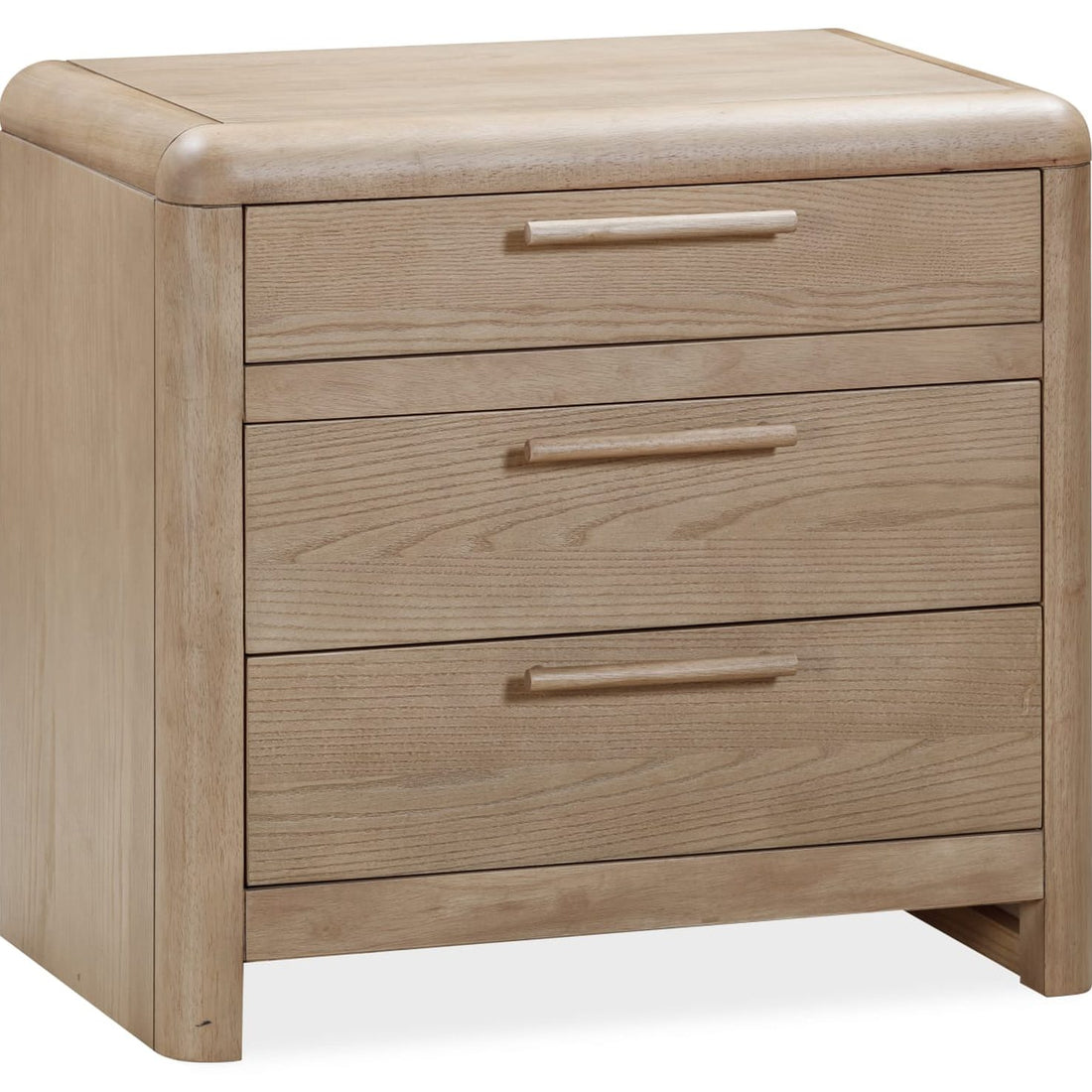Furano Three Drawer Ash Wood Nightstand in Ginger