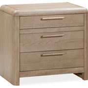 Furano Three Drawer Ash Wood Nightstand in Ginger