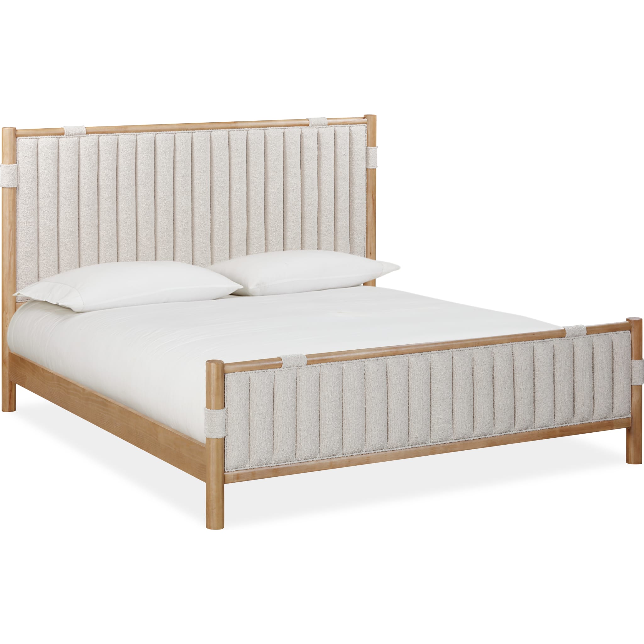 Furano Upholstered Panel Bed in Ginger and Brun Bouclé