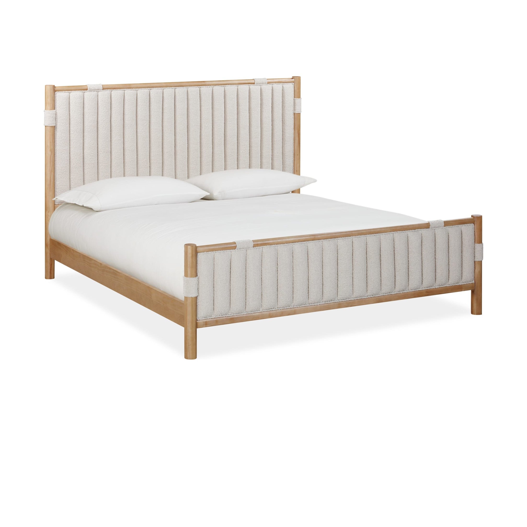 Furano Upholstered Panel Bed in Ginger and Brun Bouclé