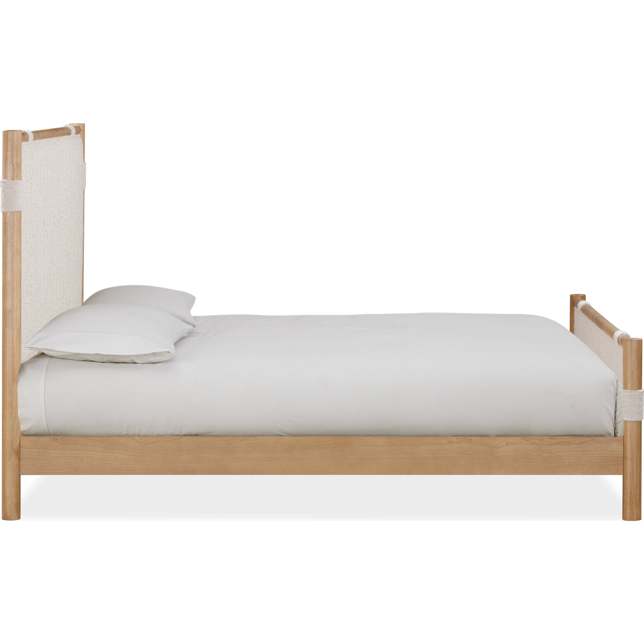 Furano Upholstered Panel Bed in Ginger and Brun Bouclé
