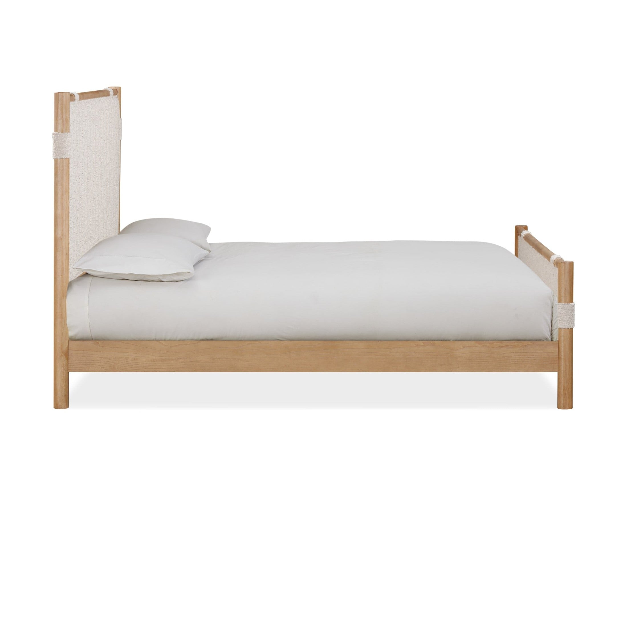 Furano Upholstered Panel Bed in Ginger and Brun Bouclé