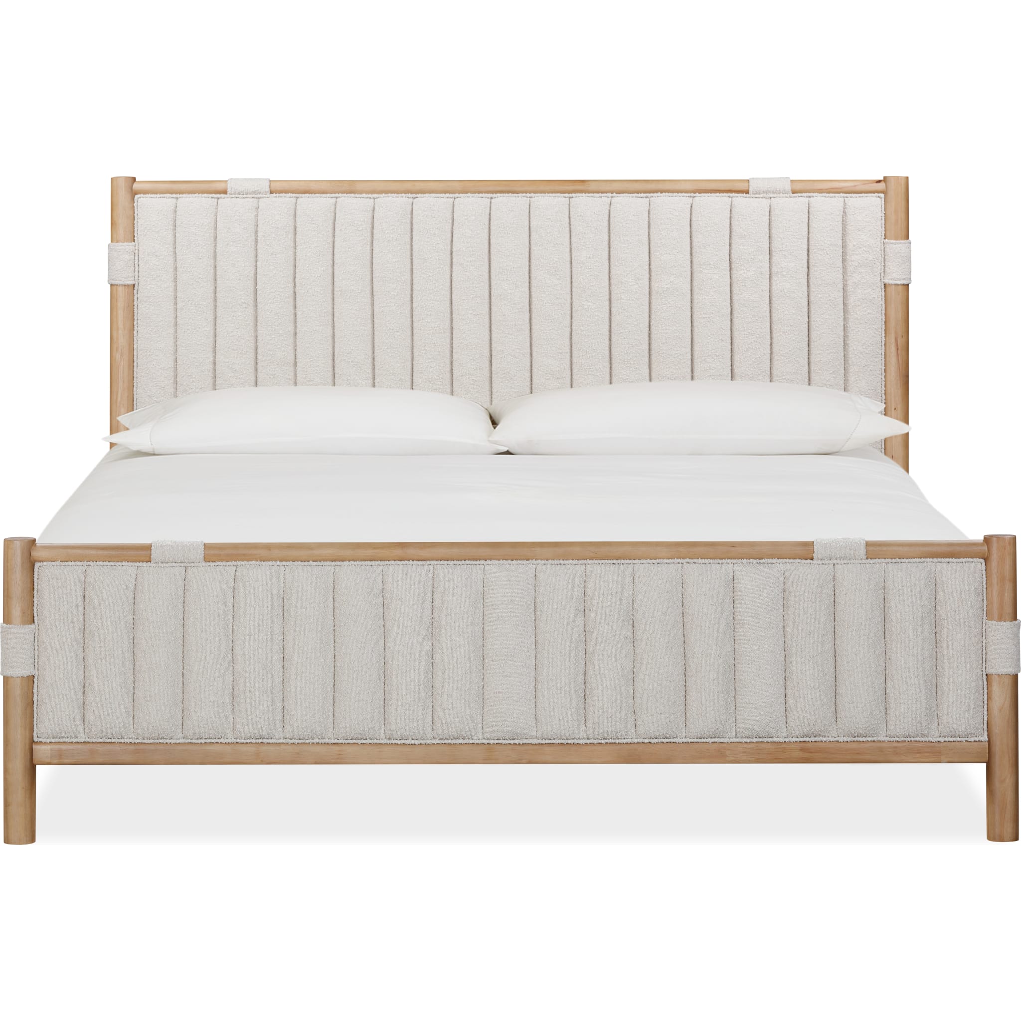 Furano Upholstered Panel Bed in Ginger and Brun Bouclé