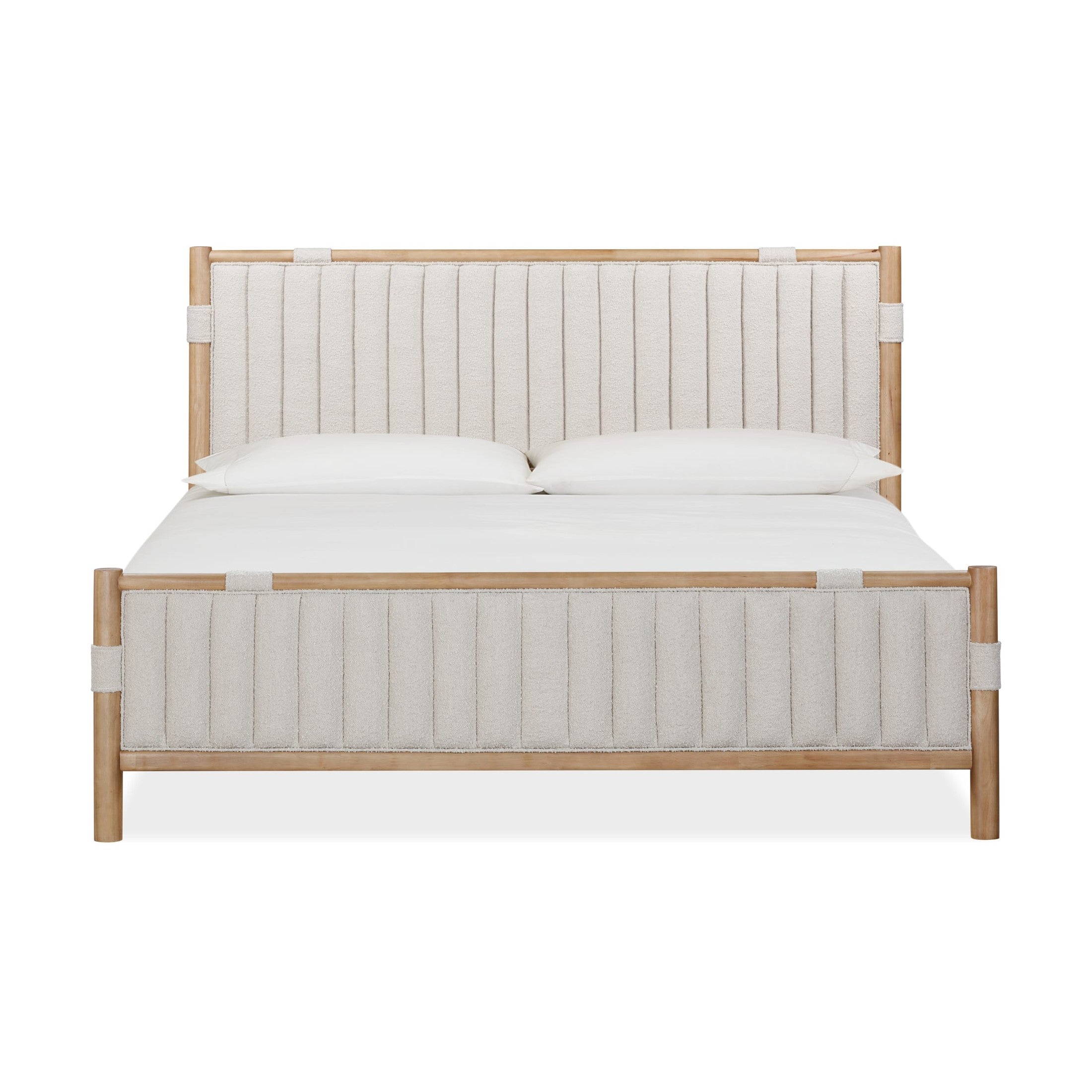 Furano Upholstered Panel Bed in Ginger and Brun Bouclé