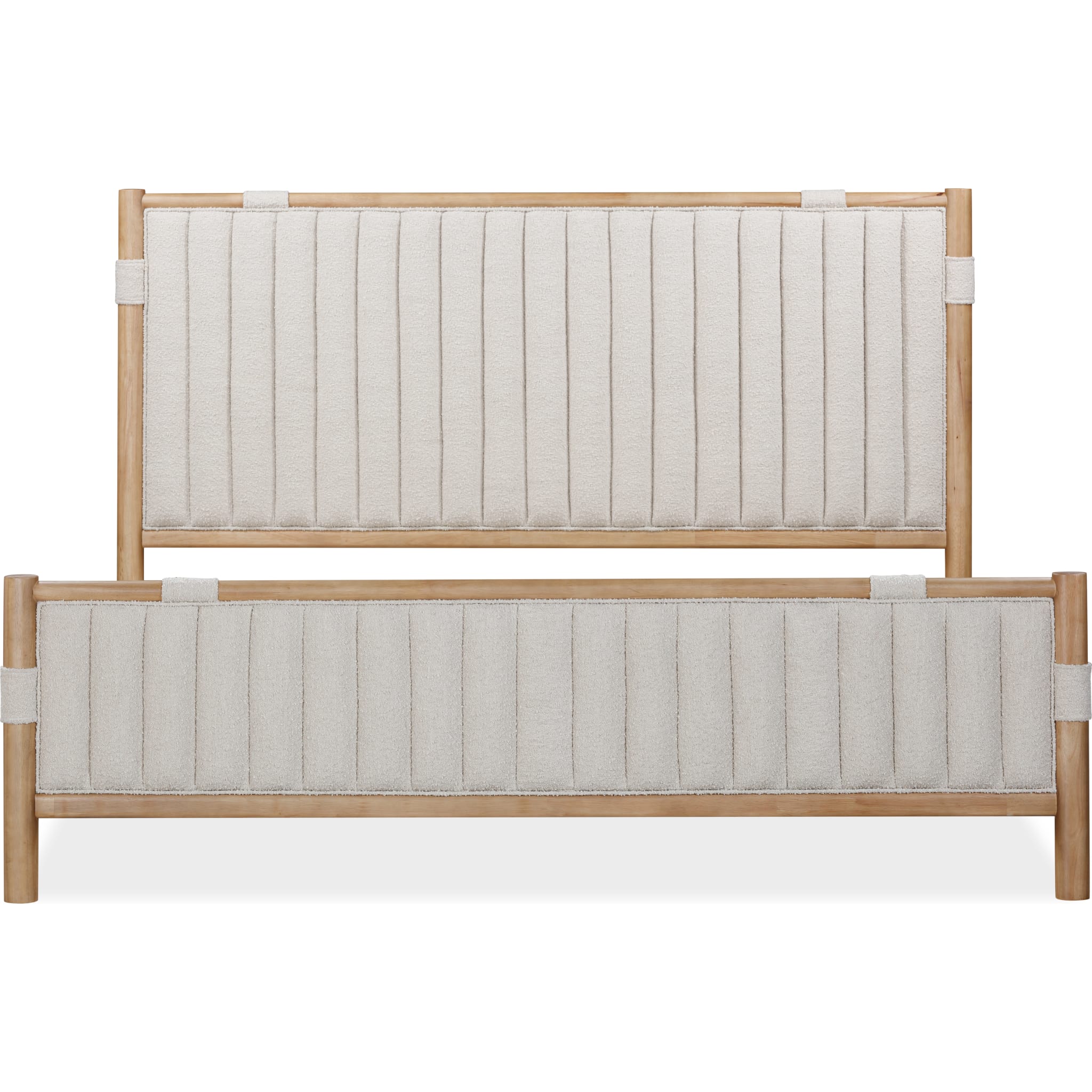 Furano Upholstered Panel Bed in Ginger and Brun Bouclé