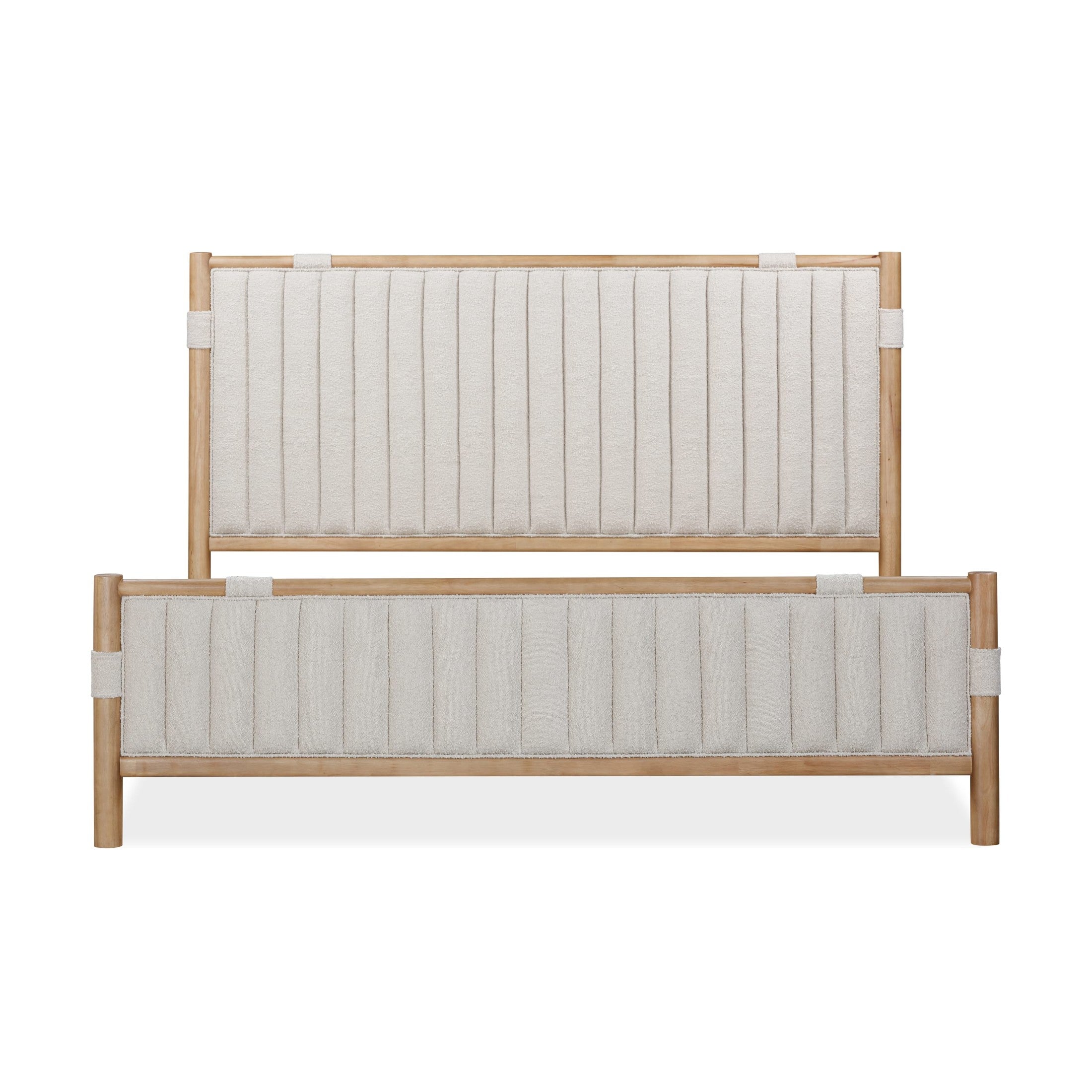 Furano Upholstered Panel Bed in Ginger and Brun Bouclé