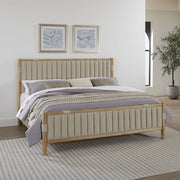 Furano Upholstered Panel Bed in Ginger and Brun Bouclé