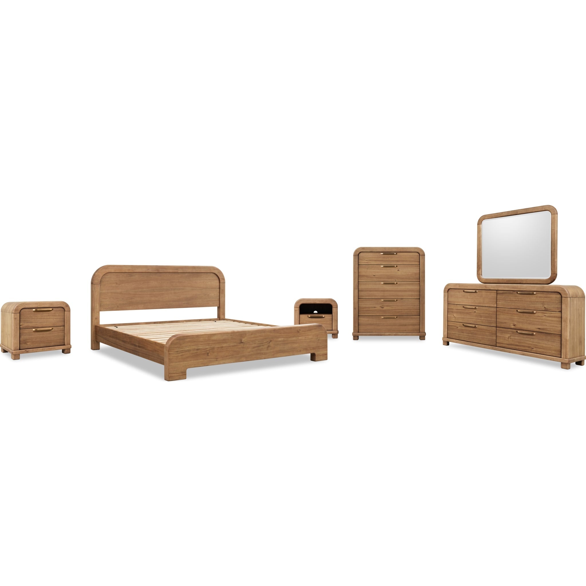 Kione Modern Acacia Wood Panel Bed – Lioness