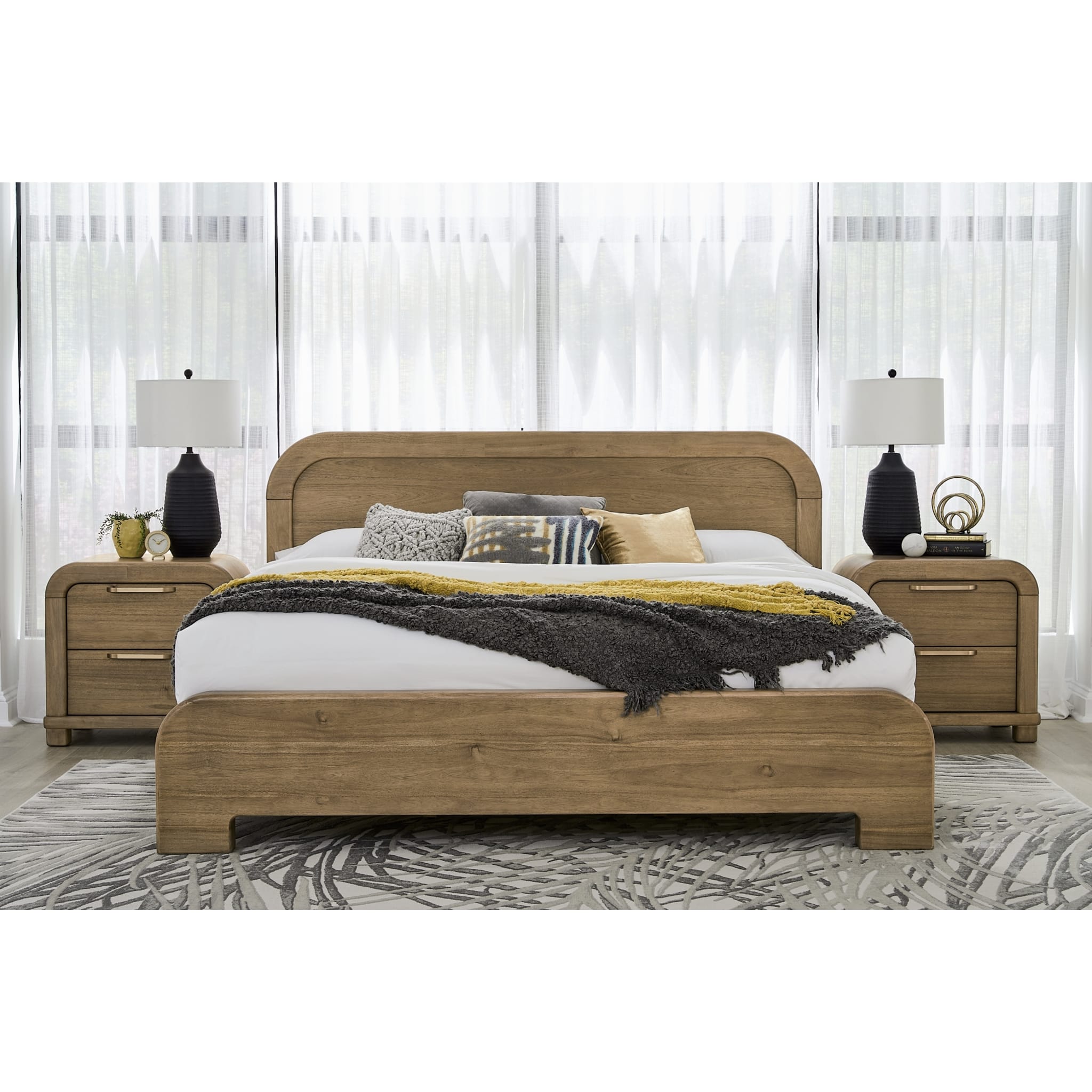 Kione Modern Acacia Wood Panel Bed – Lioness