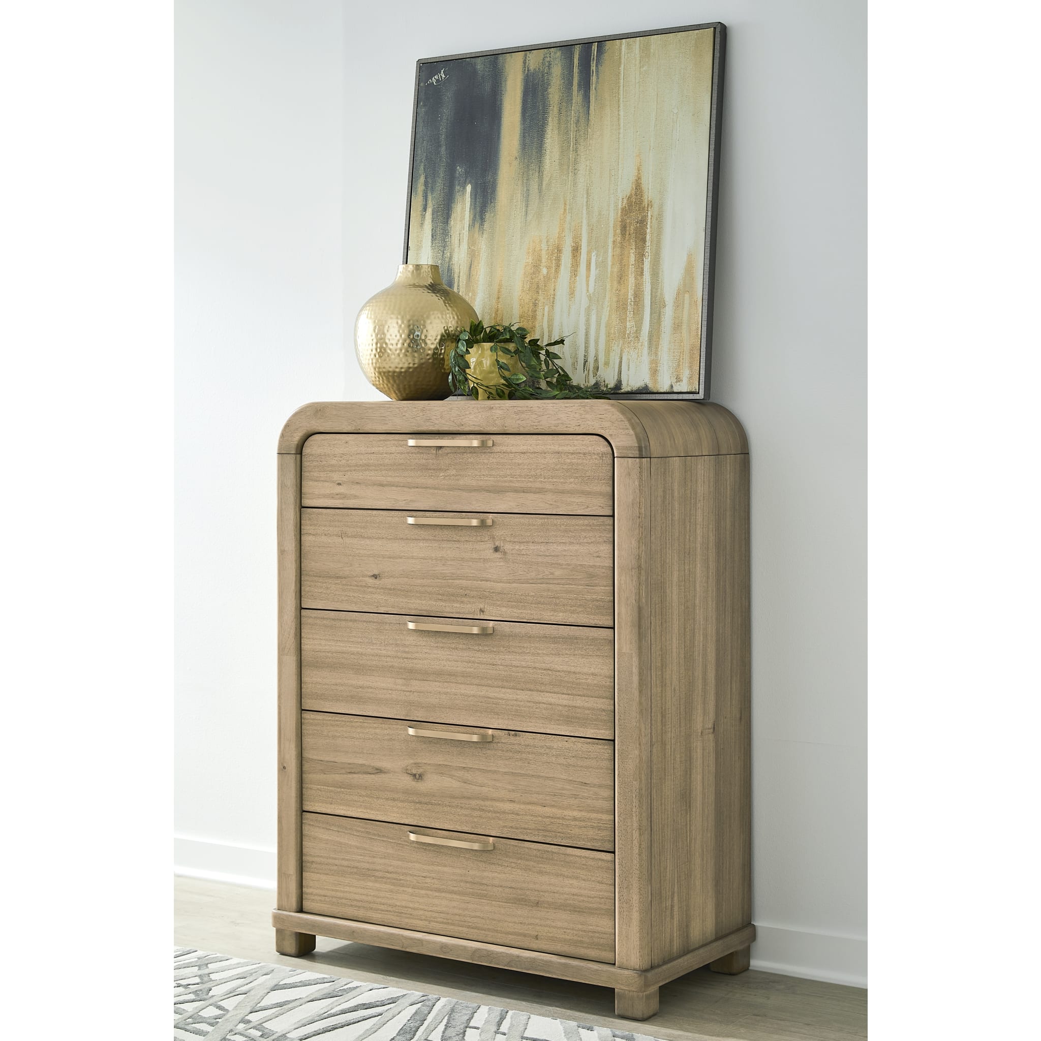 Kione Modern 5 Drawer Acacia Wood Chest – Lioness