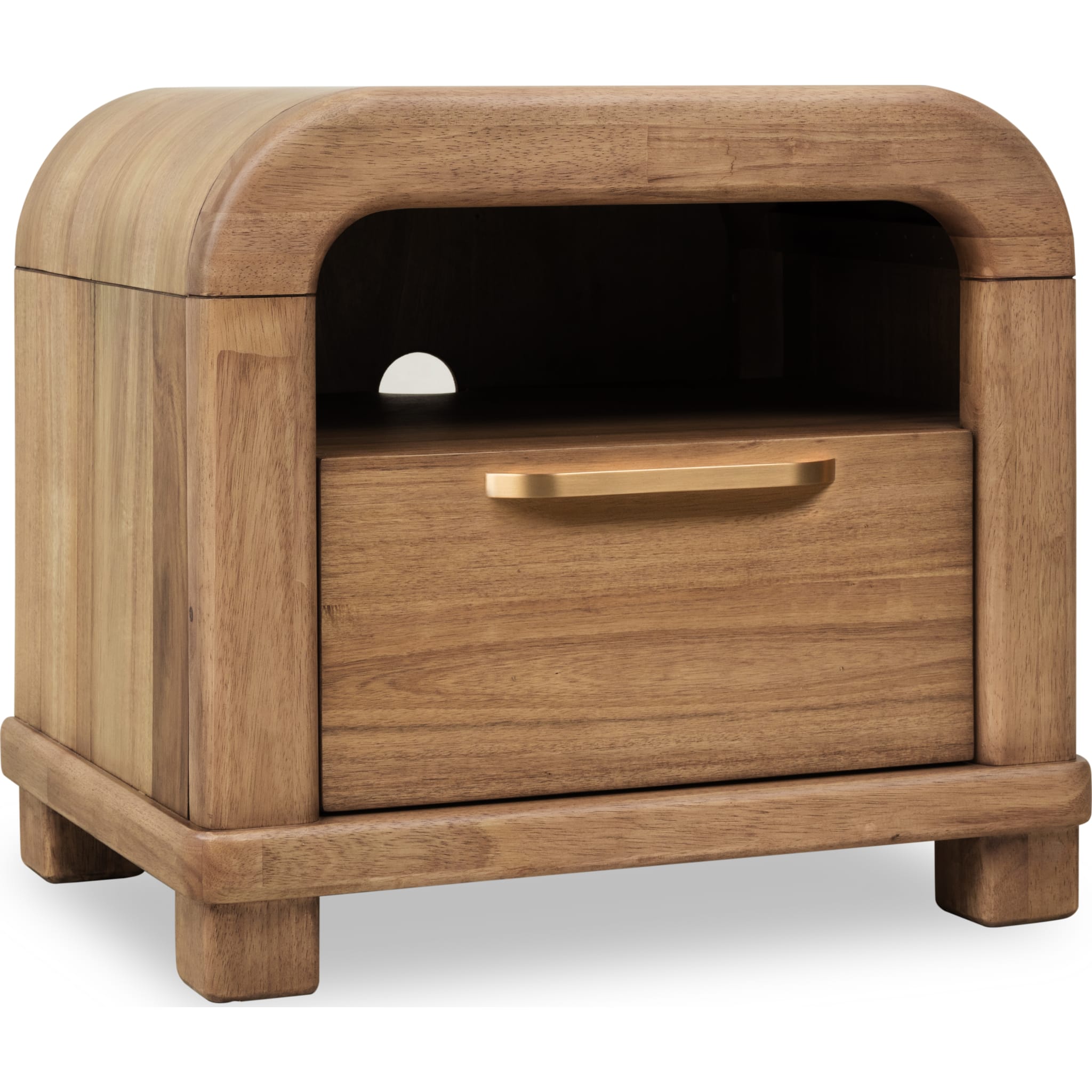 Kione Modern 1 Drawer Acacia Wood Nightstand with Open Shelf – Lioness