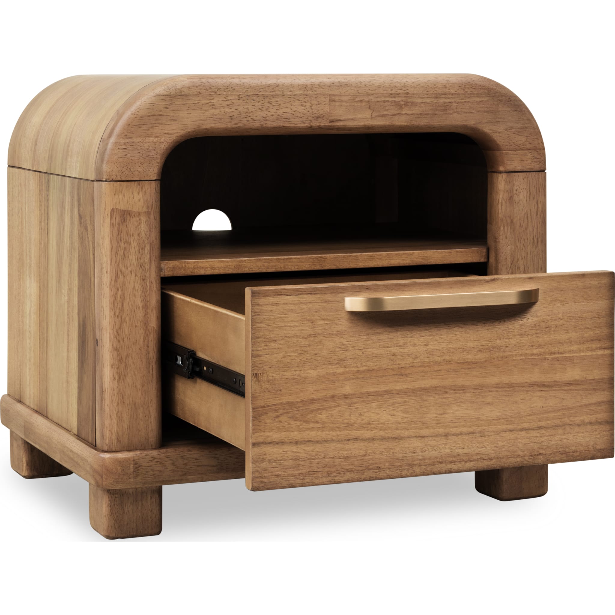 Kione Modern 1 Drawer Acacia Wood Nightstand with Open Shelf – Lioness