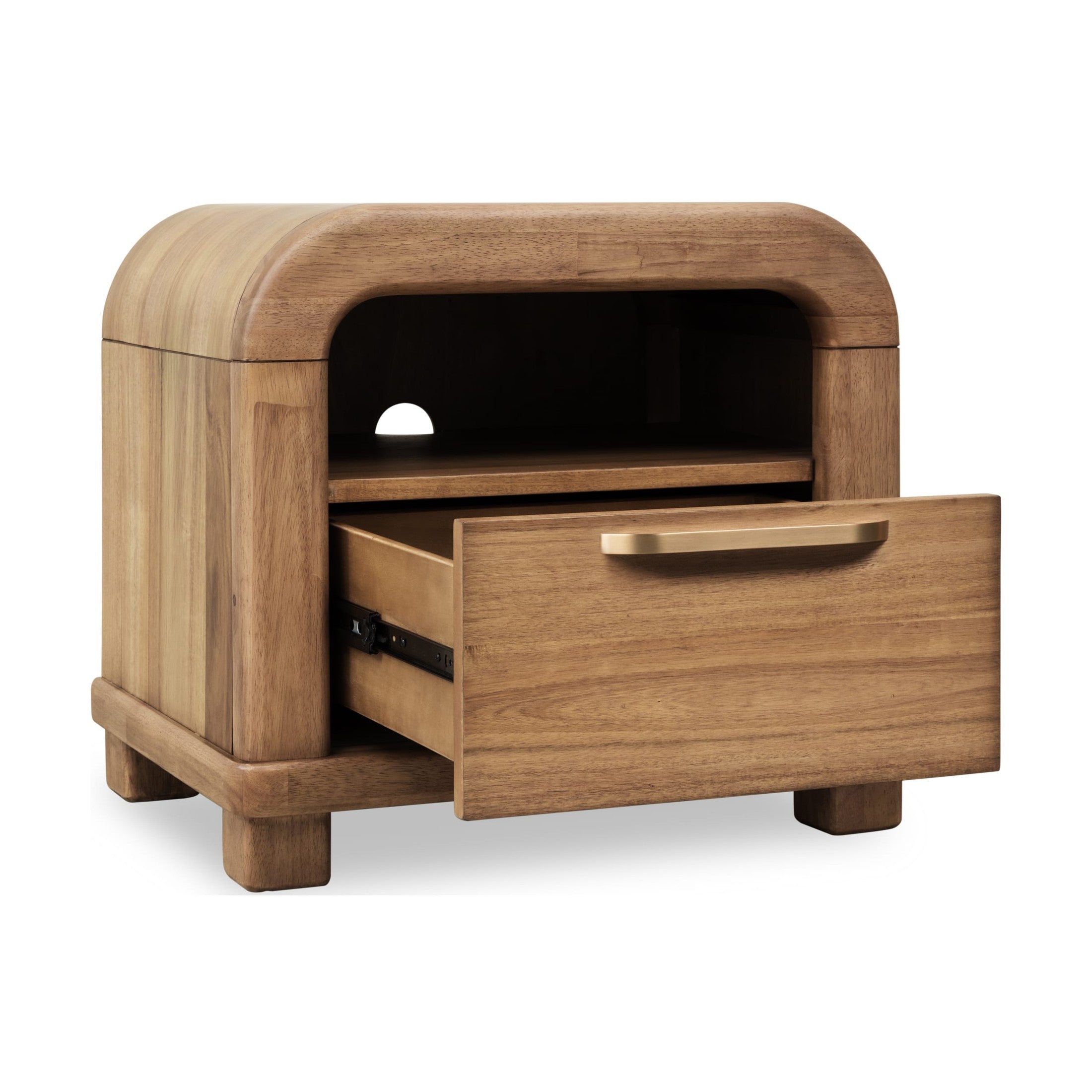 Kione Modern 1 Drawer Acacia Wood Nightstand with Open Shelf – Lioness