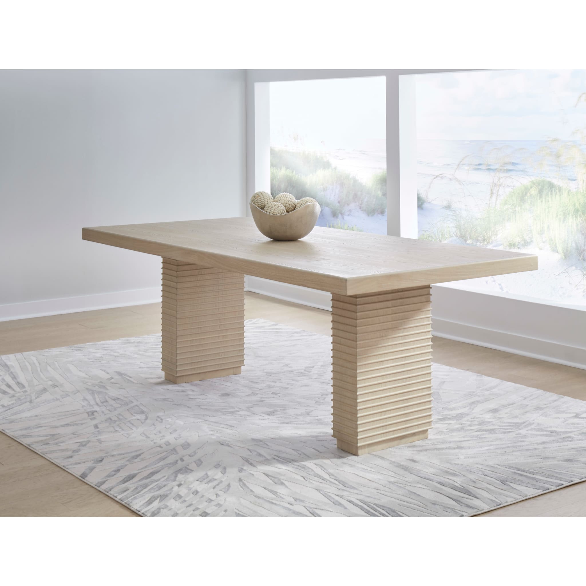 Magnolia Double Pedestal Wooden Dining Table – Daffodil Finish
