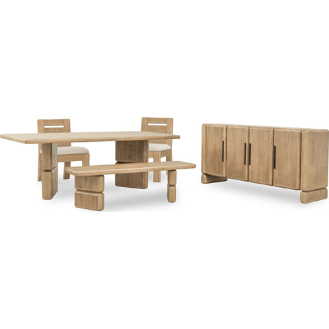 Nia Acacia Wood Dining Bench in Lioness Finish