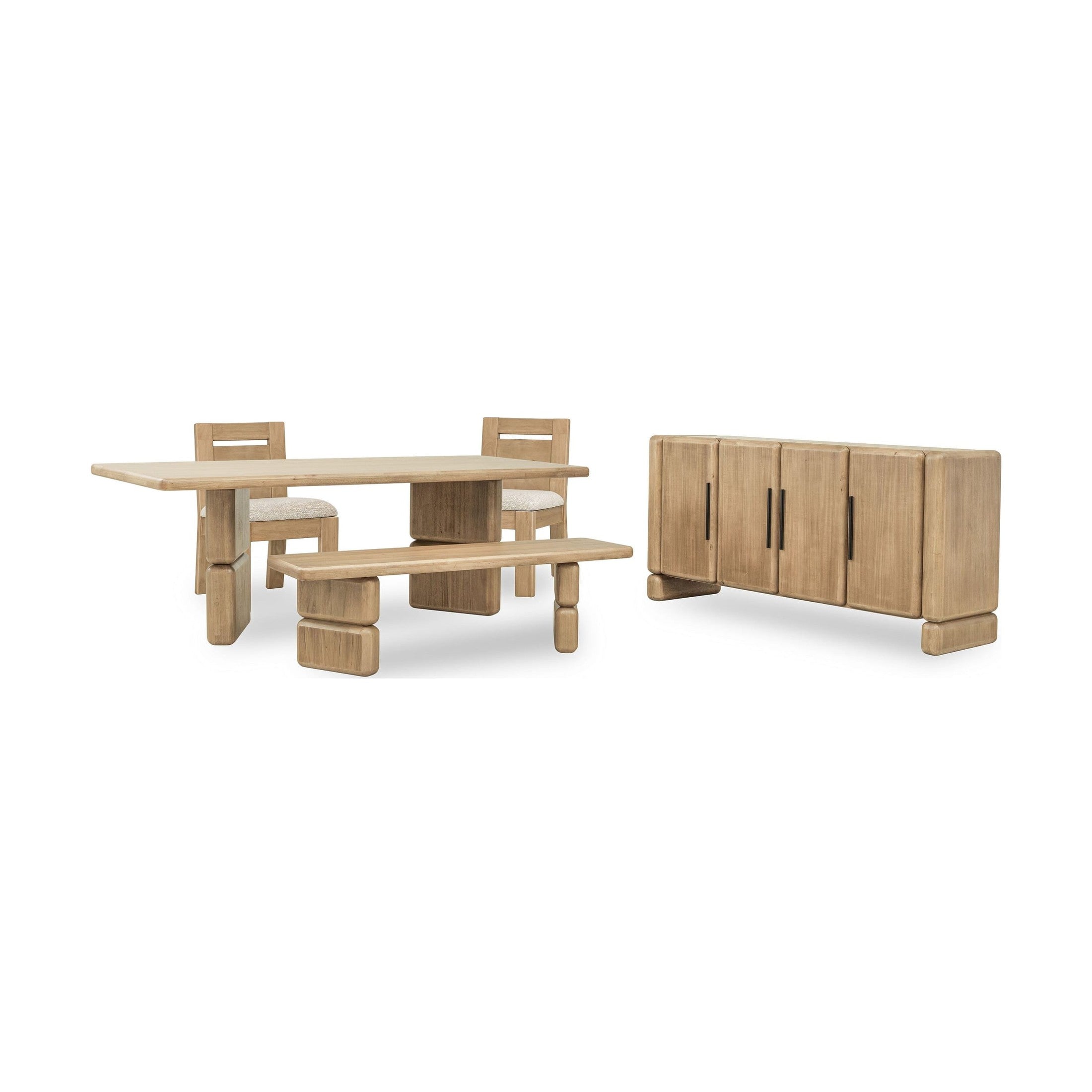Nia Acacia Wood Dining Bench in Lioness Finish